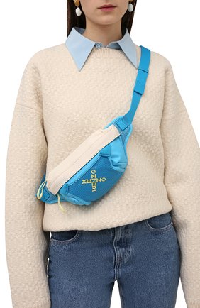 Женская поясная сумка kenzo active KENZO голубого цвета, арт. FC55SA214F23 | Фото 2 (Ремень/цепочка: На ремешке; Материал: Текстиль; Размер: small; Стили: Спорт)