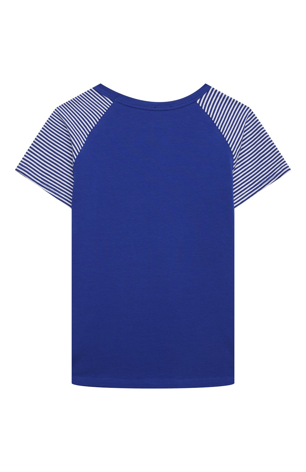 Женская хлопковая пижама LA PERLA синего цвета, арт. 70272/2A-6A | Фото 3 (Рукава: Короткие; Материал внешний: Хлопок)