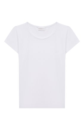 Детская хлопковая футболка LA PERLA белого цвета, арт. 44764/2A-6A | Фото 1 (Материал внешний: Хлопок; Рукава: Короткие; Ростовка одежда: 2 года | 92 см, 3 года | 98 см, 4 года | 104 см, 5 лет | 110 см, 6 лет | 116 см)