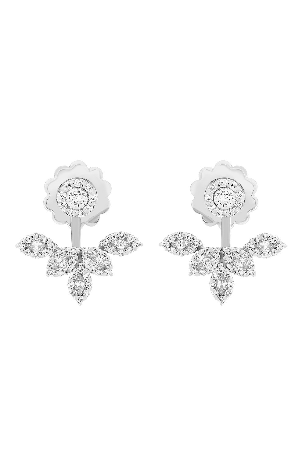 Женские серьги YEPREM JEWELLERY бесцветного цвета, арт. EA1244 | Фото 1 (Материал сплава: Белое золото; Драгоценные камни: Бриллианты)