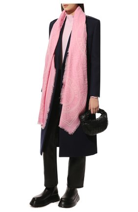 Женский кашемировый шарф BURBERRY розового цвета, арт. 8049074 | Фото 2 (Материал: Шерсть, Кашемир, Текстиль)