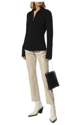 Женская блузка NANUSHKA черного цвета, арт. NW22RSSH00399 | Фото 2 (Длина (для топов): Стандартные; Рукава: Длинные; Материал внешний: Синтетический материал; Женское Кросс-КТ: Блуза-одежда; Принт: Без принта; Стили: Гранж)