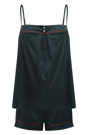 Женская шелковая пижама MAISON LEJABY зеленого цвета, арт. N0170-N0181 | Фото 1 (Материал внешний: Шелк; Длина Ж (юбки, платья, шорты): Мини; Длина (для топов): Стандартные; Рукава: На бретелях)