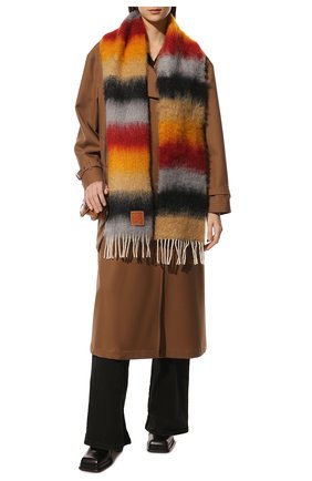 Женский шарф LOEWE разноцветного цвета, арт. F655257X15 | Фото 2 (Материал: Текстиль, Шерсть)
