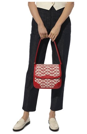 Женская сумка la prima GIORGIO ARMANI красного цвета, арт. Y1E183/YRG7A | Фото 2 (Размер: medium; Ремень/цепочка: На ремешке; Материал: Текстиль; Сумки-технические: Сумки top-handle, Сумки через плечо)