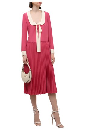 Женское платье REDVALENTINO розового цвета по цене 87950 руб., арт. XR3VADA0/3FV | Фото 2 Женское платье REDVALENTINO розового цвета, арт. XR3VADA0/3FV | Фото 2 (Длина Ж (юбки, платья, шорты): Миди; Рукава: Длинные; Материал внешний: Синтетический материал; Женское Кросс-КТ: Платье-одежда; Случай: Повседневный; Стили: Романтичный)