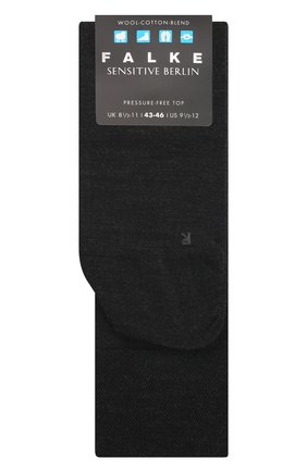 Мужские носки из шерсти и хлопка FALKE темно-серого цвета, арт. 14416. | Фото 1 (Материал внешний: Шерсть; Кросс-КТ: бельё)
