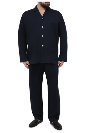 Мужская хлопковая пижама ROBERTO RICETTI темно-синего цвета, арт. PIGIAMA VENEZIA LUNG0/LX2704/60-64 | Фото 2 (Материал внешний: Хлопок; Рукава: Длинные; Длина (брюки, джинсы): Стандартные; Длина (для топов): Стандартные; Кросс-КТ: домашняя одежда; Big sizes: Big Sizes)