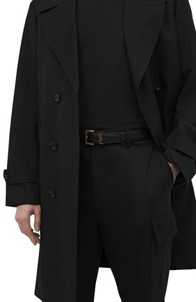 Мужской кожаный ремень SAINT LAURENT черного цвета, арт. 634440/DTI0W | Фото 2 (Случай: Формальный; Материал: Натуральная кожа)