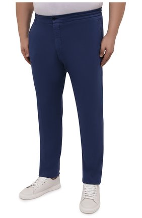 Мужские брюки из хлопка и шелка MARCO PESCAROLO синего цвета, арт. CHIAIAM/ZIP+SFILA/4502 | Фото 3 (Big sizes: Big Sizes; Длина (брюки, джинсы): Стандартные; Случай: Повседневный; Материал внешний: Хлопок; Стили: Кэжуэл)