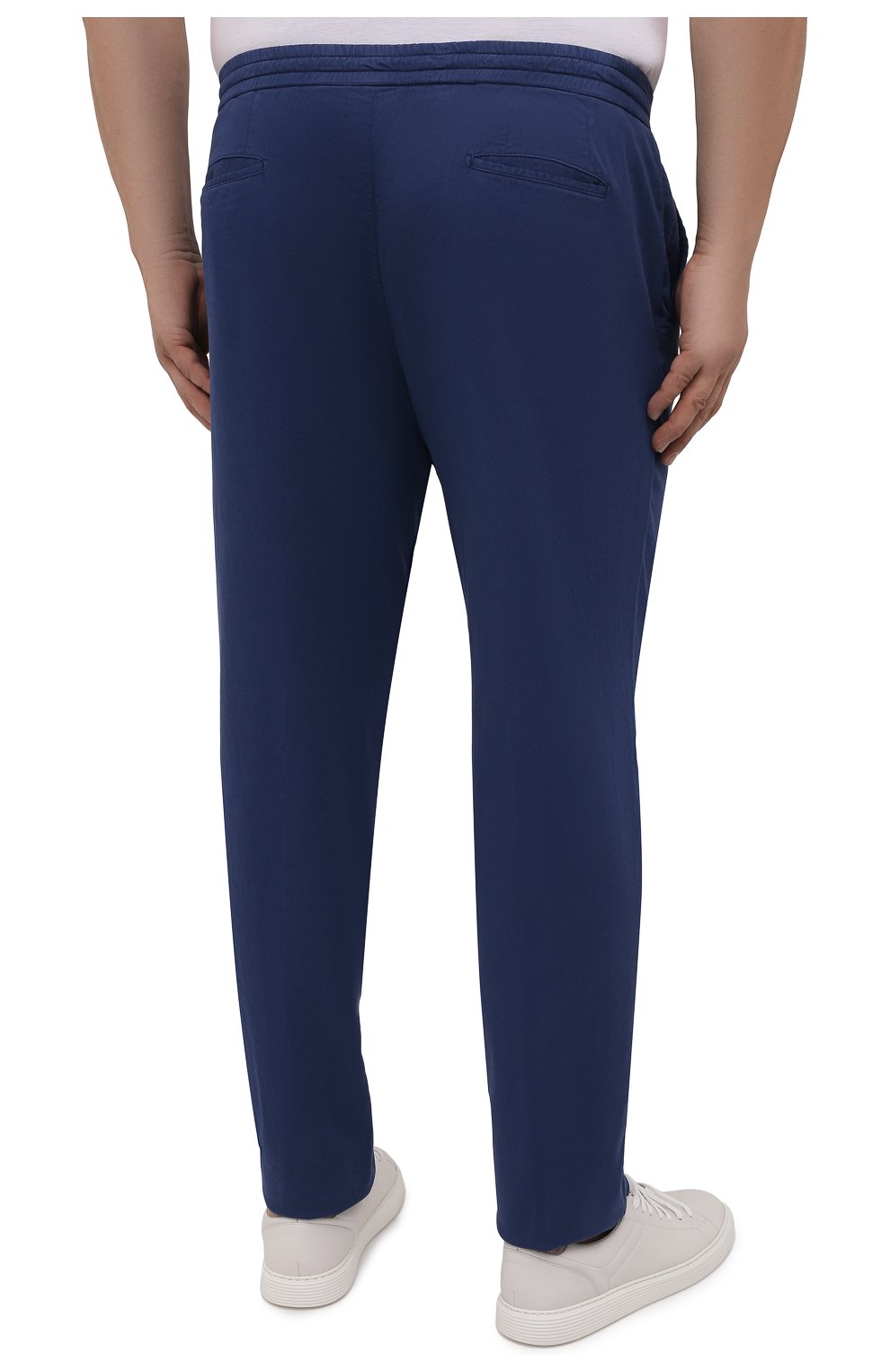 Мужские брюки из хлопка и шелка MARCO PESCAROLO синего цвета, арт. CHIAIAM/ZIP+SFILA/4502 | Фото 4 (Big sizes: Big Sizes; Длина (брюки, джинсы): Стандартные; Случай: Повседневный; Материал внешний: Хлопок; Стили: Кэжуэл)