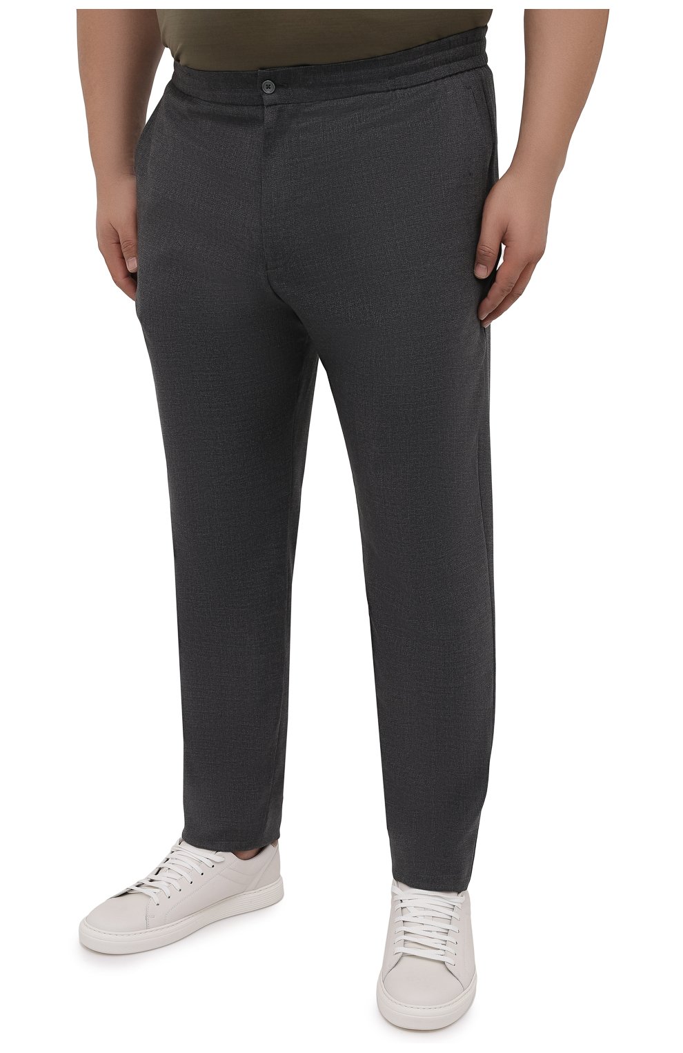 Мужские шерстяные брюки MARCO PESCAROLO темно-серого цвета, арт. CHIAIAM/ZIP+SFILA/4516 | Фото 3 (Big sizes: Big Sizes; Материал внешний: Шерсть; Длина (брюки, джинсы): Стандартные; Случай: Повседневный; Стили: Кэжуэл)