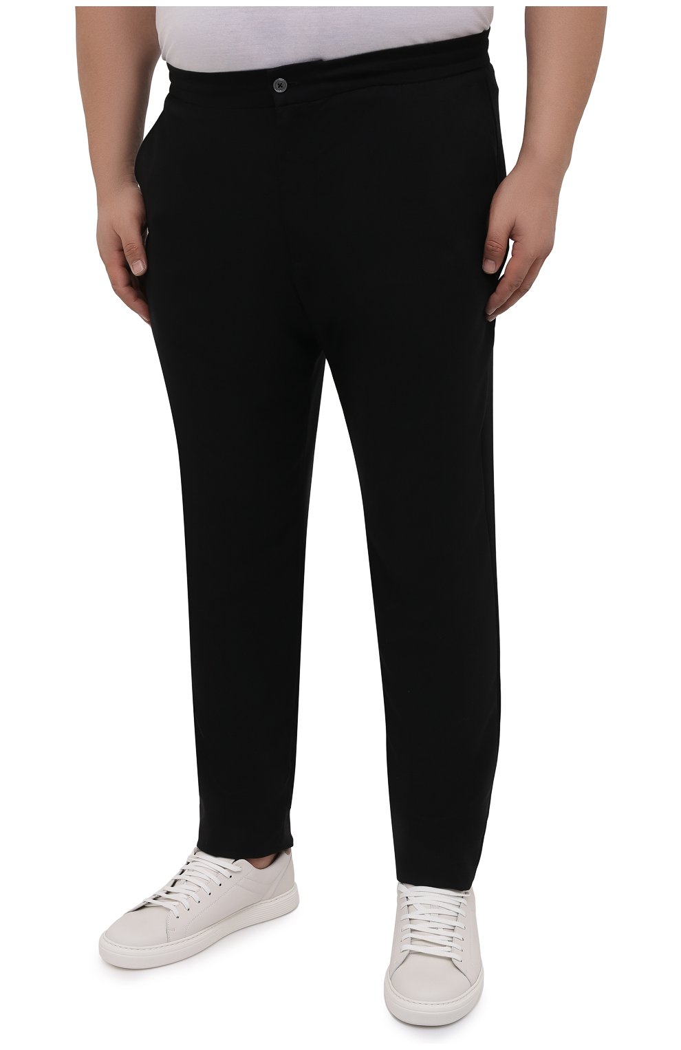 Мужские шерстяные брюки MARCO PESCAROLO черного цвета, арт. CHIAIAM/ZIP+SFILA/4516 | Фото 3 (Big sizes: Big Sizes; Материал внешний: Шерсть; Длина (брюки, джинсы): Стандартные; Случай: Повседневный; Стили: Кэжуэл)
