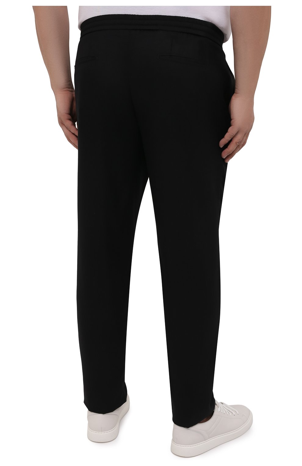 Мужские шерстяные брюки MARCO PESCAROLO черного цвета, арт. CHIAIAM/ZIP+SFILA/4516 | Фото 4 (Big sizes: Big Sizes; Материал внешний: Шерсть; Длина (брюки, джинсы): Стандартные; Случай: Повседневный; Стили: Кэжуэл)