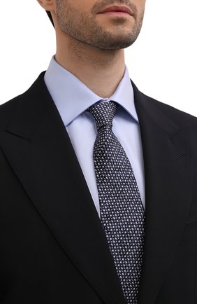 Мужской шелковый галстук BRIONI темно-синего цвета, арт. 0R1D00/P1458 | Фото 2 (Материал: Текстиль, Шелк; Принт: С принтом)