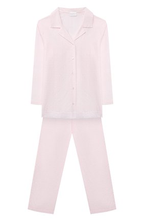 Детская хлопковая пижама LA PERLA розового цвета, арт. 70591/2A-6A | Фото 1 (Рукава: Длинные; Материал внешний: Хлопок)