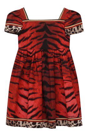 Детское хлопковое платье DOLCE & GABBANA красного цвета, арт. L5SDK8/G7C2A/2-6 | Фото 1 (Рукава: Короткие; Материал подклада: Хлопок; Материал внешний: Хлопок)