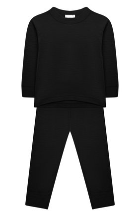 Детский комплект из лонгслива и брюк WOOL&COTTON черного цвета по цене 6060 руб., арт. ORUFP | Фото 1 Детский комплект из лонгслива и брюк WOOL&COTTON черного цвета, арт. ORUFP | Фото 1 (Рукава: Короткие; Материал внешний: Шерсть)