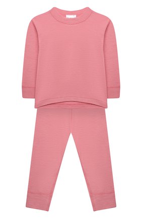 Детский комплект из лонгслива и брюк WOOL&COTTON розового цвета по цене 6060 руб., арт. ORUFP | Фото 1 Детский комплект из лонгслива и брюк WOOL&COTTON розового цвета, арт. ORUFP | Фото 1 (Рукава: Короткие; Материал внешний: Шерсть)