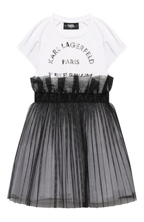 Детское платье из вискозы KARL LAGERFELD KIDS черно-белого цвета по цене 17150 руб., арт. Z12211 | Фото 1 Детское платье из вискозы KARL LAGERFELD KIDS черно-белого цвета, арт. Z12211 | Фото 1 (Материал внешний: Синтетический материал, Вискоза; Рукава: Короткие; Материал подклада: Вискоза; Ростовка одежда: 9 лет | 134 см, 12 лет | 152 см, 13 - 15 лет | 158 см, 16 лет | 164 см, 5 лет | 110 см, 7 лет | 122 см)