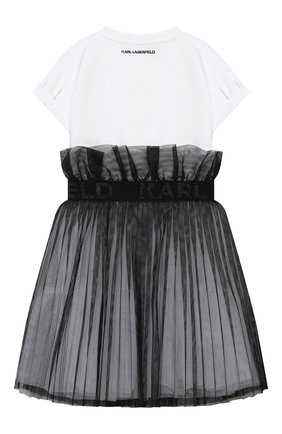 Детское платье из вискозы KARL LAGERFELD KIDS черно-белого цвета по цене 17150 руб., арт. Z12211 | Фото 2 Детское платье из вискозы KARL LAGERFELD KIDS черно-белого цвета, арт. Z12211 | Фото 2 (Материал внешний: Синтетический материал, Вискоза; Рукава: Короткие; Материал подклада: Вискоза; Ростовка одежда: 9 лет | 134 см, 12 лет | 152 см, 13 - 15 лет | 158 см, 16 лет | 164 см, 5 лет | 110 см, 7 лет | 122 см)