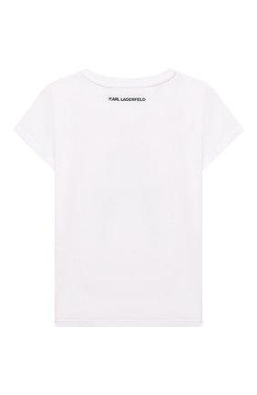 Детская футболка KARL LAGERFELD KIDS белого цвета, арт. Z15361 | Фото 2 (Рукава: Короткие; Материал внешний: Синтетический материал, Хлопок)