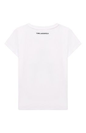 Детская футболка KARL LAGERFELD KIDS белого цвета по цене 8820 руб., арт. Z15361 | Фото 2 Детская футболка KARL LAGERFELD KIDS белого цвета, арт. Z15361 | Фото 2 (Рукава: Короткие; Материал внешний: Синтетический материал, Хлопок; Ростовка одежда: 9 лет | 134 см, 12 лет | 152 см, 13 - 15 лет | 158 см, 16 лет | 164 см, 5 лет | 110 см, 7 лет | 122 см)