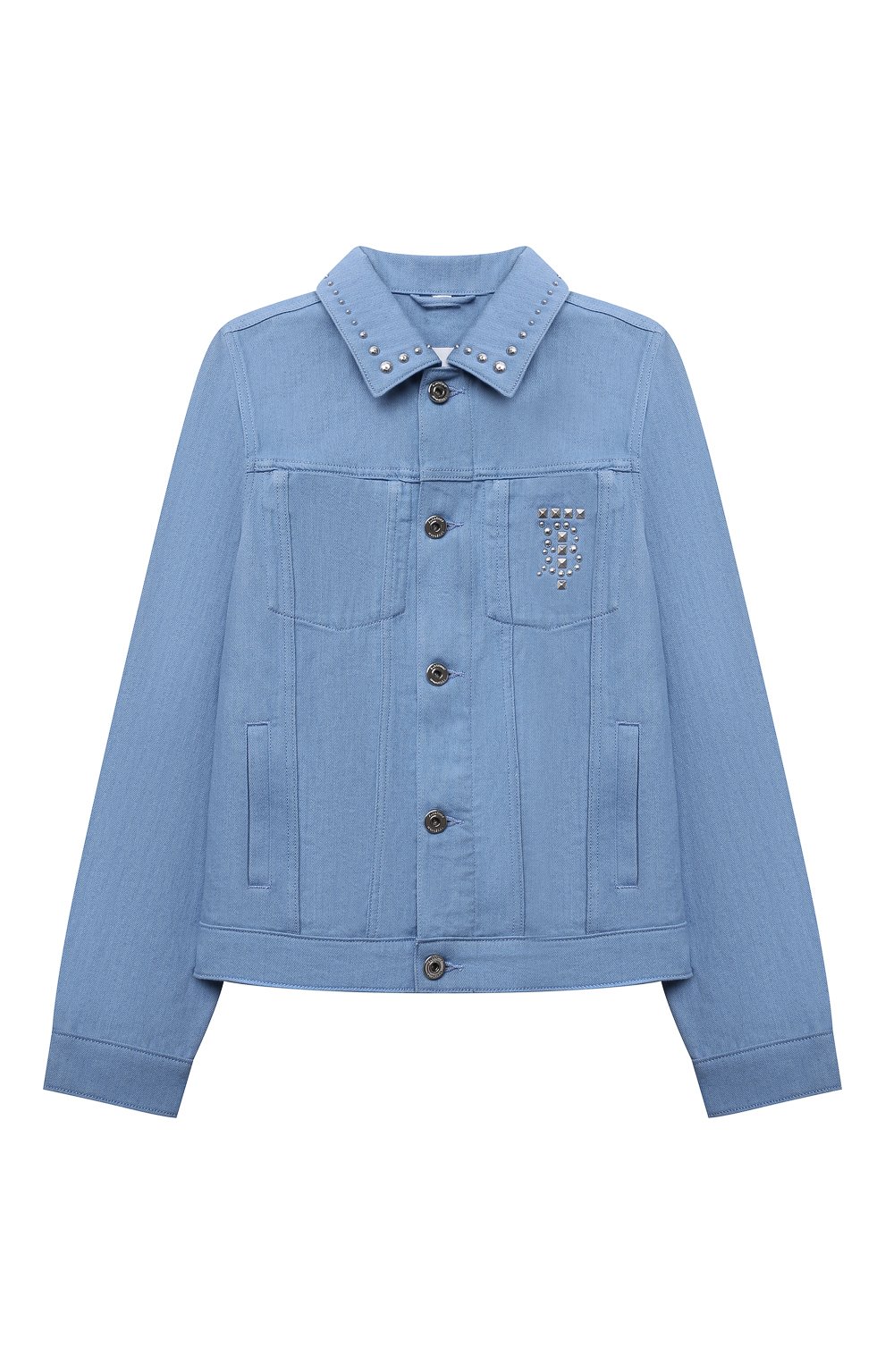 Детского джинсовая куртка BURBERRY голубого цвета, арт. 8047737 | Фото 1 (Рукава: Длинные; Материал внешний: Хлопок)