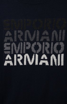 Детский шерстяной пуловер EMPORIO ARMANI синего цвета, арт. 3L4MX3/1MGTZ | Фото 3 (Материал внешний: Шерсть; Рукава: Длинные; Мальчики Кросс-КТ: Пуловер-одежда)