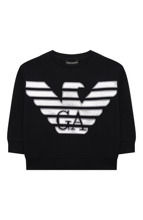 Детский хлопковый свитшот EMPORIO ARMANI темно-синего цвета по цене 18550 руб., арт. 3L4MJ6/1JHSZ | Фото 1 Детский хлопковый свитшот EMPORIO ARMANI темно-синего цвета, арт. 3L4MJ6/1JHSZ | Фото 1 (Рукава: Длинные; Материал внешний: Хлопок; Мальчики Кросс-КТ: Свитшот-одежда)