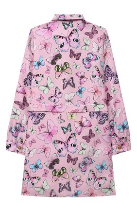 Детское шелковое платье-рубашка VERSACE розового цвета, арт. 1003517/1A02727/8A-14A | Фото 2 (Материал внешний: Шелк; Рукава: Длинные)