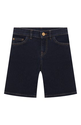 Детские джинсовые шорты VERSACE темно-синего цвета, арт. 1000229/1A02042/4A-6A | Фото 1 (Мальчики Кросс-КТ: Шорты-одежда; Материал внешний: Хлопок; Кросс-КТ: Деним; Региональные ограничения белый список (Axapta Mercury): RU)