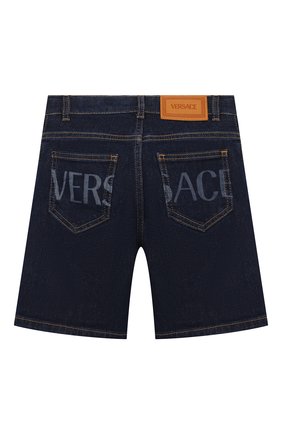Детские джинсовые шорты VERSACE темно-синего цвета, арт. 1000229/1A02042/4A-6A | Фото 2 (Мальчики Кросс-КТ: Шорты-одежда; Материал внешний: Хлопок; Кросс-КТ: Деним; Региональные ограничения белый список (Axapta Mercury): RU)