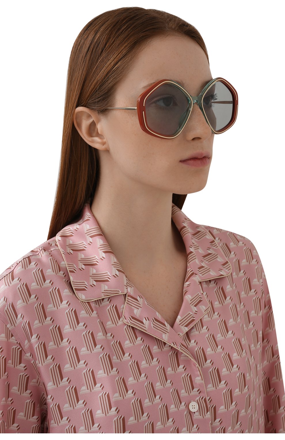 Женские солнцезащитные очки CHLOÉ разноцветного цвета, арт. CH0061S 002 | Фото 2 (Тип очков: С/з; Оптика Гендер: оптика-женское; Очки форма: Круглые)