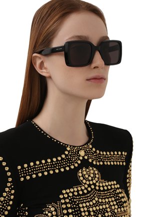 Женские солнцезащитные очки SAINT LAURENT черного цвета, арт. SL 497 001 | Фото 2 (Тип о чков: С/з; Очки форма: Прямоугольные; Оптика Гендер: оптика-женское)