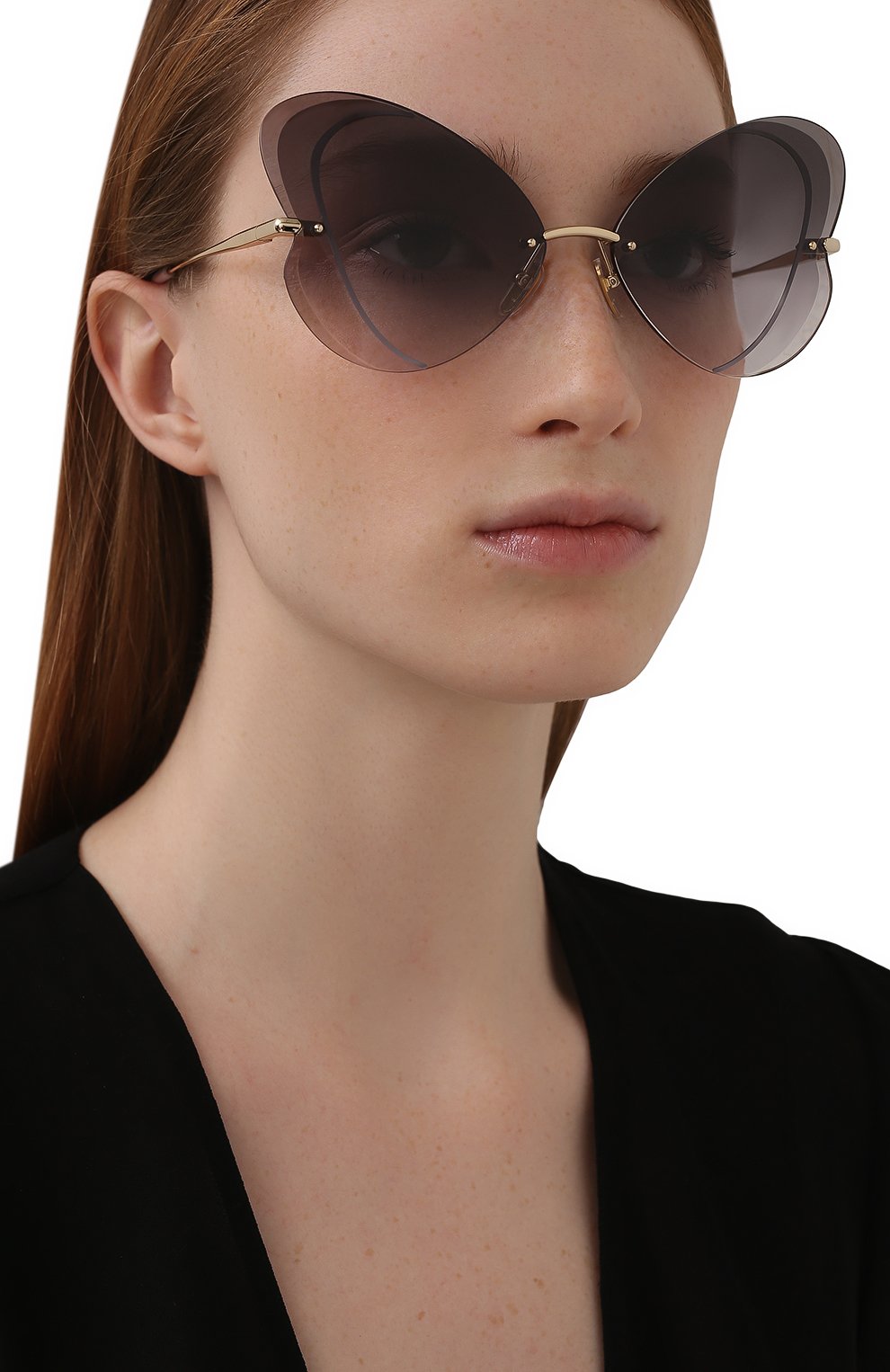 Женские солнцезащитные очки CHLOÉ серого цвета, арт. CH0064S 001 | Фото 2 (Тип очков: С/з; Оптика Гендер: оптика-женское; Очки форма: Бабочка)
