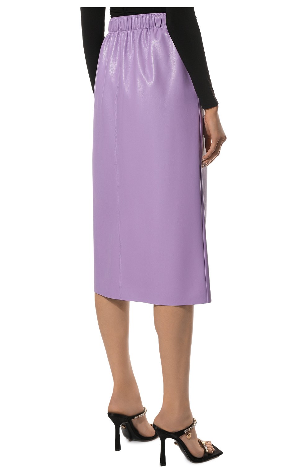 Женская юбка BOSS сиреневого цвета, арт. 50466547 | Фото 4 (Стили: Гламурный; Материал внешний: Синтетический материал; Женское Кросс-КТ: Юбка-одежда; Длина Ж (юбки, платья, шорты): Миди)
