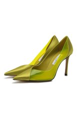 Женские комбинированные туфли cass 95 JIMMY CHOO салатового цвета, арт. CASS 95/XHN | Фото 1 (Подошва: Плоская; Каблук высота: Высокий; Материал внешний: Текстиль; Материал внутренний: Натуральная кожа; Каблук тип: Шпилька)