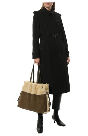 Женская сумка flamenco LOEWE хаки цвета, арт. A411X12X06 | Фото 3 (Сумки-технические: Сумки top-handle; Материал: Натуральная кожа, Натуральная замша; Размер: large)