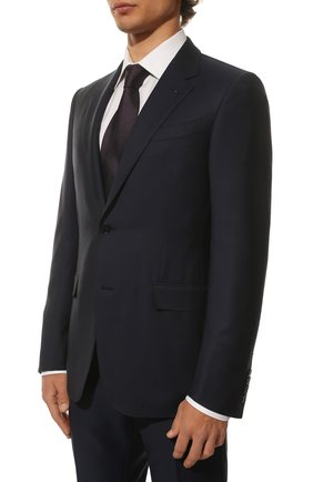 Мужской шерстяной костюм ERMENEGILDO ZEGNA темно-синего цвета по цене 299500 руб., арт. 322509/221225 | Фото 2 Мужской шерстяной костюм ERMENEGILDO ZEGNA темно-синего цвета, арт. 322509/221225 | Фото 2 (Материал подклада: Купро; Рукава: Длинные; Материал внешний: Шерсть; Костюмы М: Однобортный; Стили: Классический)