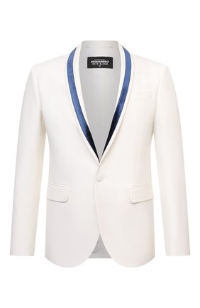 Мужской пиджак из хлопка и шелка DSQUARED2 белого цвета по цене 182000 руб., арт. S74BN1117/S36606 | Фото 1 Мужской пиджак из хлопка и шелка DSQUARED2 белого цвета, арт. S74BN1117/S36606 | Фото 1 (Материал подклада: Синтетический материал; Рукава: Длинные; Материал внешний: Хлопок, Шелк; Длина (для топов): Стандартные; Случай: Вечерний; 1-2-бортные: Однобортные; Пиджаки М: Прямой; Стили: Гламурный)