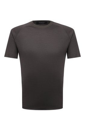 Мужская шерстяная футболка ERMENEGILDO ZEGNA хаки цвета по цене 59950 руб., арт. UZ328/706 | Фото 1 Мужская шерстяная футболка ERMENEGILDO ZEGNA хаки цвета, арт. UZ328/706 | Фото 1 (Длина (для топов): Стандартные; Рукава: Короткие; Материал внешний: Шерсть; Принт: Без принта; Стили: Милитари)
