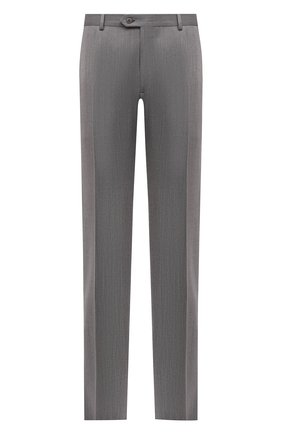 Мужские шерстяные брюки BRIONI серого цвета, арт. RPL20L/P1A0Y/M0ENA | Фото 1 (Длина (брюки, джинсы): Стандартные; Материал внешний: Шерсть; Материал подклада: Купро; Случай: Формальный; Стили: Классический)