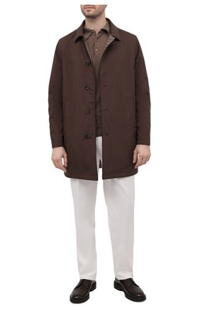 Мужской двусторонний плащ LORO PIANA темно-коричневого цвета по цене 424000 руб., арт. FAM1668 | Фото 2 Мужской двусторонний плащ LORO PIANA темно-коричневого цвета, арт. FAM1668 | Фото 2 (Длина (верхняя одежда): До середины бедра; Рукава: Длинные; Материал утеплителя: Шерсть; Материал внешний: Синтетический материал; Мужское Кросс-КТ: Плащ-верхняя одежда; Стили: Ретро, Кэжуэл)