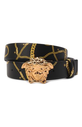 Мужской кожаный ремень VERSACE черного цвета по цене 49950 руб., арт. DCU6705/1A02740 | Фото 1 Мужской кожаный ремень VERSACE черного цвета, арт. DCU6705/1A02740 | Фото 1 (Случай: Повседневный; Материал: Натуральная кожа)