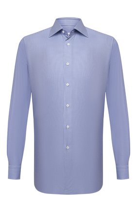 Мужская хлопковая сорочка BRIONI голубого цвета по цене 57900 руб., арт. RCA20M/P105L | Фото 1 Мужская хлопковая сорочка BRIONI голубого цвета, арт. RCA20M/P105L | Фото 1 (Рукава: Длинные; Длина (для топов): Стандартные; Материал внешний: Хлопок; Случай: Формальный; Манжеты: На пуговицах; Воротник: Кент; Рубашки М: Regular Fit; Принт: Клетка; Стили: Классический)