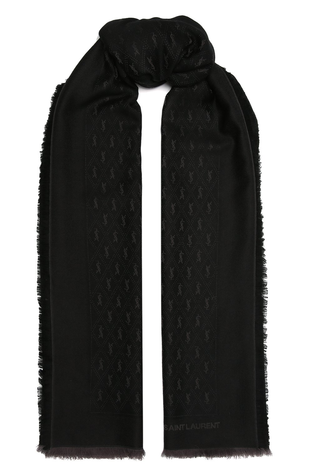 Женский шарф SAINT LAURENT черного цвета, арт. 689147/3YI74 | Фото 1 (Материал: Текстиль, Шерсть, Хлопок)