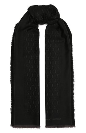 Женский шарф SAINT LAURENT черного цвета, арт. 689147/3YI74 | Фото 1 (Материал: Текстиль, Хлопок, Шерсть)