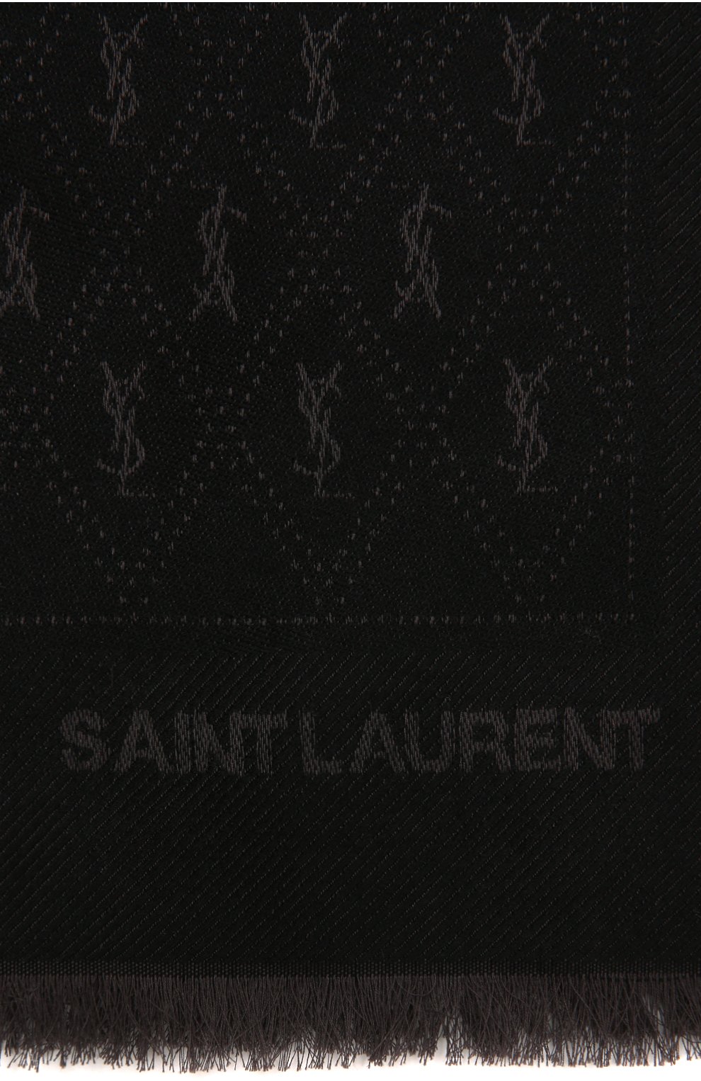 Женский шарф SAINT LAURENT черного цвета, арт. 689147/3YI74 | Фото 3 (Материал: Текстиль, Шерсть, Хлопок)