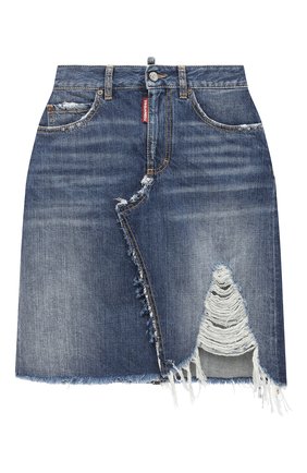 Женская джинсовая юбка DSQUARED2 синего цвета, арт. S75MA0812/S30309 | Фото 1 (Материал внешний: Хлопок, Деним; Стили: Гранж; Кросс-КТ: Деним; Женское Кросс-КТ: Юбка-одежда; Длина Ж (юбки, платья, шорты): Мини)
